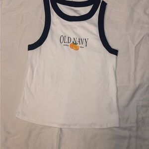 Old Navy Kids White Tank Top with Black Trim